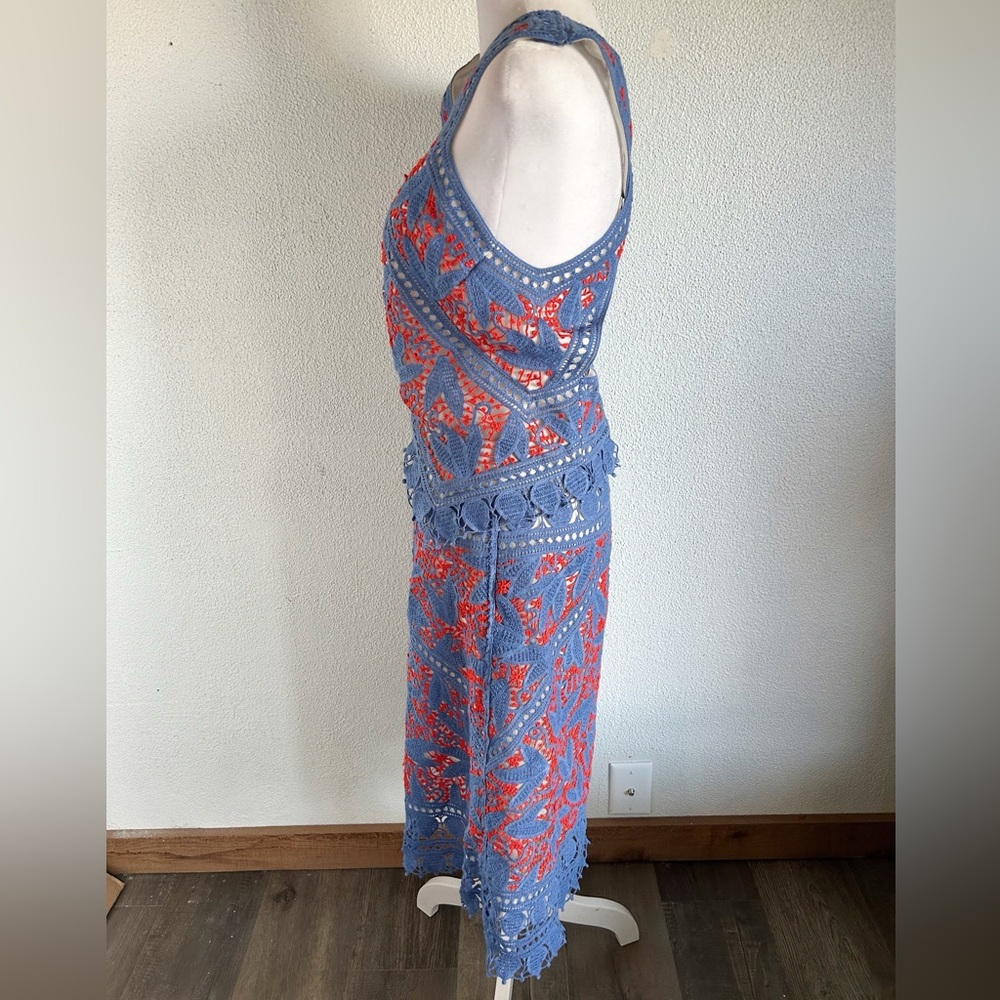 NWT Tory Burch Evie Whitney Blue Lace Crochet Skirt Set Size 8 Runway - Picture 9 of 16
